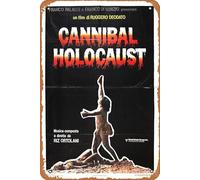 Cannibal Holocaust 1980 Plaque en métal rétro Décoration murale 30,5 x 20,3 cm Affiche de film Look vintage