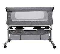 Cannoli Berceau Cododo pour Bébé, Hauteur Réglable, Lit Cododo de Bébé avec Matelas Moelleux et Moustiquaire 4 Roues, pour Les Bébés de 1 à 36 Mois (92 * 58 * 70-90cm (Blanc cassé))