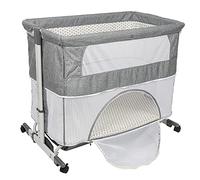 Cannoli Berceau Cododo pour Bébé, Hauteur Réglable, Lit Cododo de Bébé avec Matelas Moelleux et Moustiquaire 4 Roues, pour Les Bébés de 1 à 36 Mois (113 * 66 * 84 cm (Gris))