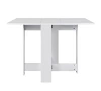 Cannoli Table d'appoint avec Ailes Pliantes, Table à Manger Pliante Mobile sur roulettes avec 2 étagères intégrées -Table Pliante avec 2 Abattants, en Panneaux de Particules Melaminés-Blanc Pur