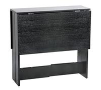 Cannoli Table d'appoint avec Ailes Pliantes, Table à Manger Pliante Mobile sur roulettes avec 2 étagères intégrées -Table Pliante avec 2 Abattants, en Panneaux de Particules Melaminés-Noir