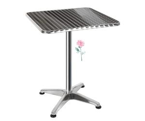 Cannoli Table Haute de Bistrot - Plateau en Aluminium INOX, Table de Bar Carrée en Métal, Mange-Debout pour 4 Personnes - 60*60*70/110cm