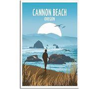 Cannon Beach Oregon Art Imprimer Vintage Rétro Mur Art Toile Affiche Accueil Décoration Chambre Décoration Sans cadre 30x45cm