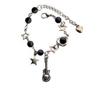 CANNXI Bracelets pour femme, accessoire de bracelet de perles Hip Rock avec pendentif tête de mort guitare pour les amateurs de rock et les personnes avant-gardistes
