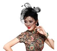 CANNXI Chapeau rétro en maille ondulée pour femme avec plumes et cheveux d'alligator