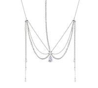 CANNXI Long bandeau de tête en forme de goutte d'eau pour femme avec strass pour fête de mariage