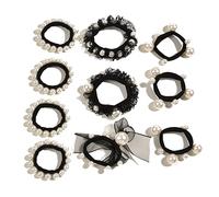 CANNXI Lot de 10 nœuds noirs en perles coréennes pour cheveux en dentelle - Pour adultes et filles