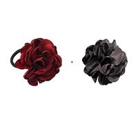 CANNXI Lot de 2 élastiques à cheveux colorés à grande fleur faits à la main pour queue de cheval - Cadeau pour femme et fille