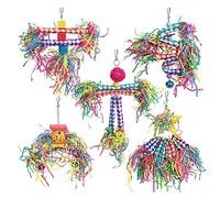 CANNXI Lot de 5 jouets à mâcher colorés pour oiseaux, blocs de bois à suspendre pour cage pour calopsittes conures africaines