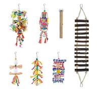 CANNXI Lot de 7 perchoirs colorés pour oiseaux à mâcher et à suspendre