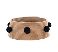 CANNXI Panier pour chat fait à la main en coton tissé avec pompons décoratifs, nid rond, lavable, naturel, respirant, maison pour intérieur