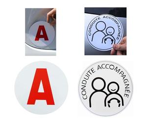 CANOCEA Lot 2 Disques A Jeune conducteur + CA Conduite accompagnée - magnétique - Fabriqué en France - sécurité routière