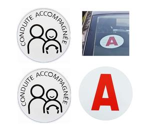 CANOCEA Lot 3 Disques = 2 disques CA Conduite accompagnée + 1 Disque A Jeune conducteur - Electrostatique - Fabriqué en France - sécurité routière - Normes européennes