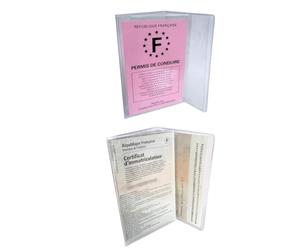 CANOCEA Lot Etui Carte Grise + étui permis de Conduire - PVC Cristal Transparent - fabriqué en France - Rangement Papier véhicule/Voiture/Auto/Moto