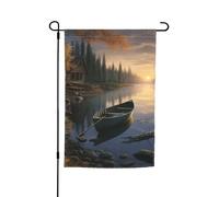 Canoe by the water Drapeaux de jardin pour extérieur 30,5 x 45,7 cm, drapeau de jardin saisonnier double face avec œillets, drapeau d'extérieur pour décoration de maison, toile de fond photo