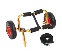 Canoe Carrier Dolly | 10in Solid Tires Adjustable & Foldable | Universal Cart for Kayaks/Small Boats/Canoes | Aluminum Frame with Secure Straps