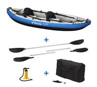 Canoë Kayak gonflable Bleu 1 à 2 places + pagaie + sac transport + pompe double action+ kit de réparation Bleu