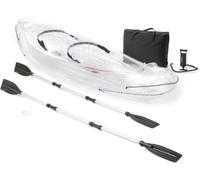 Canoé Kayak Gonflable Transparent 2 Places 2 poignées de Transport avec Accessoires : Gonfleur Manuel + 2 rames + 2 sièges gonflables + Sac de Transport + kit de réparation.