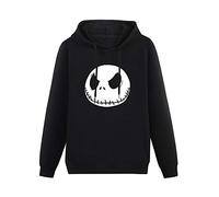 CANOEING Jack Skellington Evil Face Character Pattern Hip Hop Rock Chick Hoody Unisex Ptinted Hoodies Long Sleeve Men's Hooded with Pocket Black S
