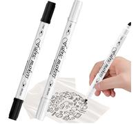 Canollo Lot de 2 feutres textiles à double pointe - Lavables en machine - Pour textiles, chaussures, chemises, chapeaux (noir + blanc)