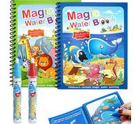 Canollo Lot de 2 livres de coloriage à l'eau avec 2 stylos à eau pour enfants, réutilisables Aqua Doodle Baby - Livre de coloriage Water Wwow à partir de 2 ans - Cadeau magique pour enfants