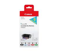 Canon Cartouches d'encre CLI-8 Multipack 13 ml – Noir/Cyan/Magenta/Rouge/Vert – Original