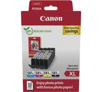 Canon Encre CLI-581XL BK/C/M/Y Photo Value Pack d'origine pack bundle noir, cyan, magenta, jaune 2052C006