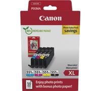 Canon + 10x15 cm Fotopapier 50 Blatt Value Pack Noir(e) / Cyan / Magenta / Jaune Original CLI-551 XL