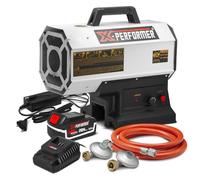 Canon à chaleur au gaz réglable de 9 à 20KW et fonctionnant sur batterie ou sur secteur avec batterie 4Ah fournie - Warm Tech