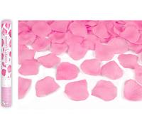 Canon à confettis avec pétales de rose 40cm rose