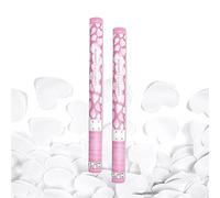 Canon à Confettis Coeur couleur Blanc 40 cm - Lot de 2 lanceurs à confettis à tenir en main, pour Anniversaire, Mariage - Portée 10 Mètres, Prise en Main Facile - SPARKLERS CLUB®
