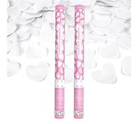 Canon à Confettis Coeur couleur Blanc 80 cm - Lot de 2 lanceurs à confettis à tenir en main, pour Anniversaire, Mariage - Portée 10 Mètres, Prise en Main Facile - SPARKLERS CLUB®