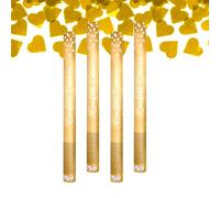 Canon à Confettis Coeur couleur Or Métallique 60 cm - Lot de 4 lanceurs à confettis à tenir en main, pour Anniversaire, Mariage - Portée 10 Mètres, Prise en Main Facile - SPARKLERS CLUB®