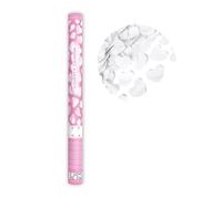 Canon à confettis coeurs blancs 60 cm - Blanc
