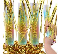 Canon à Confettis Doré*4pcs, SilverChry Party Popper, Lanceur Cotillons CanonConfettis Anniversaire, TubeConfettis Mariage, Canon Confettis Fête, TubeConfettis Explosif (long fil)