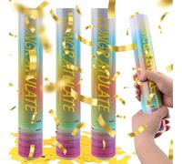 Canon à Confettis Doré*4pcs, SilverChry Party Popper, Lanceur Cotillons CanonConfettis Anniversaire, TubeConfettis Mariage, Canon Confettis Fête, TubeConfettis Explosif (rectangle)