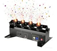 Canon à confettis électrique réutilisable, 4 têtes, DMX et télécommande sans fil. Idéal pour les discothèques, festivals, mariages et soirées DJ.