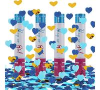 Canon a Confettis Hillylolly 4 Bâtons Canon Confettis Gender Reveal, Lanceur de Confettis, Confettis Coeur, Canon Confettis pour Baby Showers, Mariages, Anniversaires et Carnavals-29cm (Bleu)