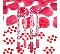 Canon à Confettis Pétale couleur Rouge 60 cm - Lot de 4 lanceurs à confettis à tenir en main, pour Anniversaire, Mariage - Portée 10 Mètres, Prise en Main Facile - SPARKLERS CLUB®
