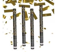 Canon à Confettis Rectangle couleur Or 40 cm - Lot de 4 lanceurs à confettis à tenir en main, pour Anniversaire, Mariage - Portée 10 Mètres, Prise en Main Facile - SPARKLERS CLUB®