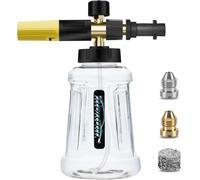 Canon à mousse 5000 PSI avec pistolet à mousse de 1 l, adaptateur de buse 6 en 1 compatible Kärcher K2-K7, buse à mousse réglable pour lavage de voiture, nettoyage des trottoirs