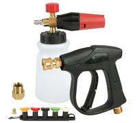 Canon à mousse Kit de lavage de voiture 3000 PSI 5 embouts de buse Pistolet à neige 6,35 mm Bouteille 1 L Pivot 360° Nettoyeur haute pression