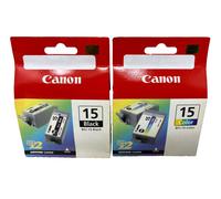 CANON BCI-15BK + BCI-15C 2 TWINPACK ORIGINAL NOIR + COULEUR i70/i80 [UNE BOÎTE]