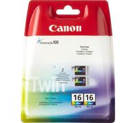 Canon BCI-16 - Pack de 2 - jaune, cyan, magenta - originale - réservoir d'encre - pour i90; PIXMA iP90, iP90v, mini220; SELPHY CP500, DS700, DS810