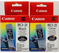 Canon BCI-21BK + BCI-21C Cartouche Original Noir + Couleur Multipass C20/C30/C50