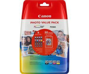 CANON Canon Cartouche d'encre CLI-526 BK/C/M/Y + Pack économique de papiers photo
