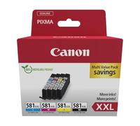 Canon Cartouche Encre - CLI-581 C M Y BK Lot de 4 Cartouches d'encre XXL d'origine à Haut Rendement pour Imprimante (1 x XXL Noir, 1 x Cyan, 1 x Magenta, 1 x Jaune)