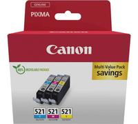Canon Cartouches d'encre CLI-521 – Pack de 3 (Cyan, Magenta, Jaune, 9 ml)