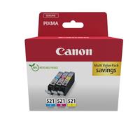 Canon CLI-521 C M Y Pack de 3 Cartouches (Cyan Magenta Jaune) Certifié (Carton Recyclable 2024)