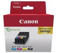 Canon CLI-551 BK/C/M/Y Multipack - Pack de 4 - 7 ml - noir, cyan, magenta, jaune - original - boîte - réservoir d'encre - pour MAXIFY MG6650; PIXMA iP8750, iX6850, MG5550, MG5650, MG6650, MG7550, MX72